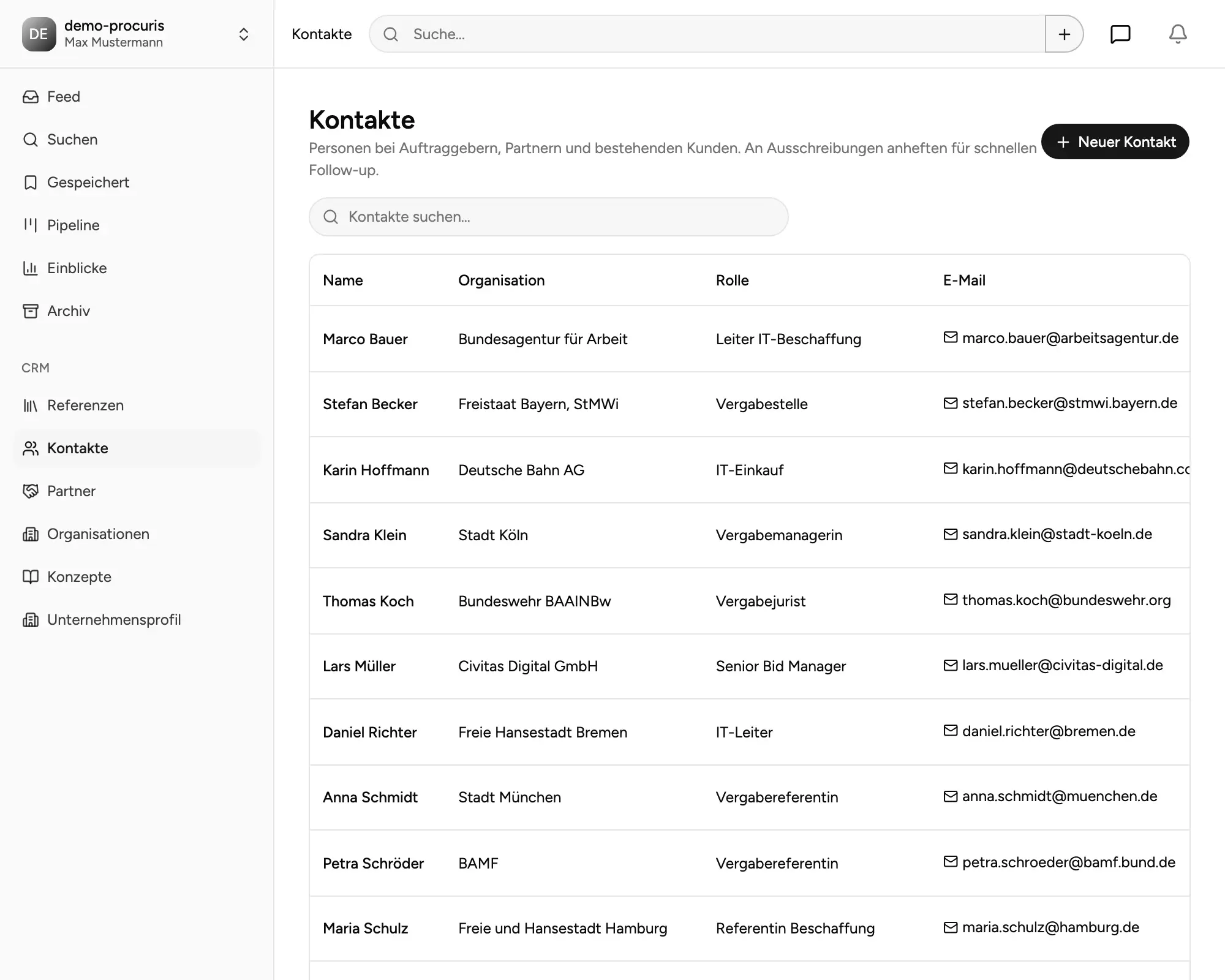 Erst kostenlos suchen. Dann einen Bid Manager ins Verfahren holen.