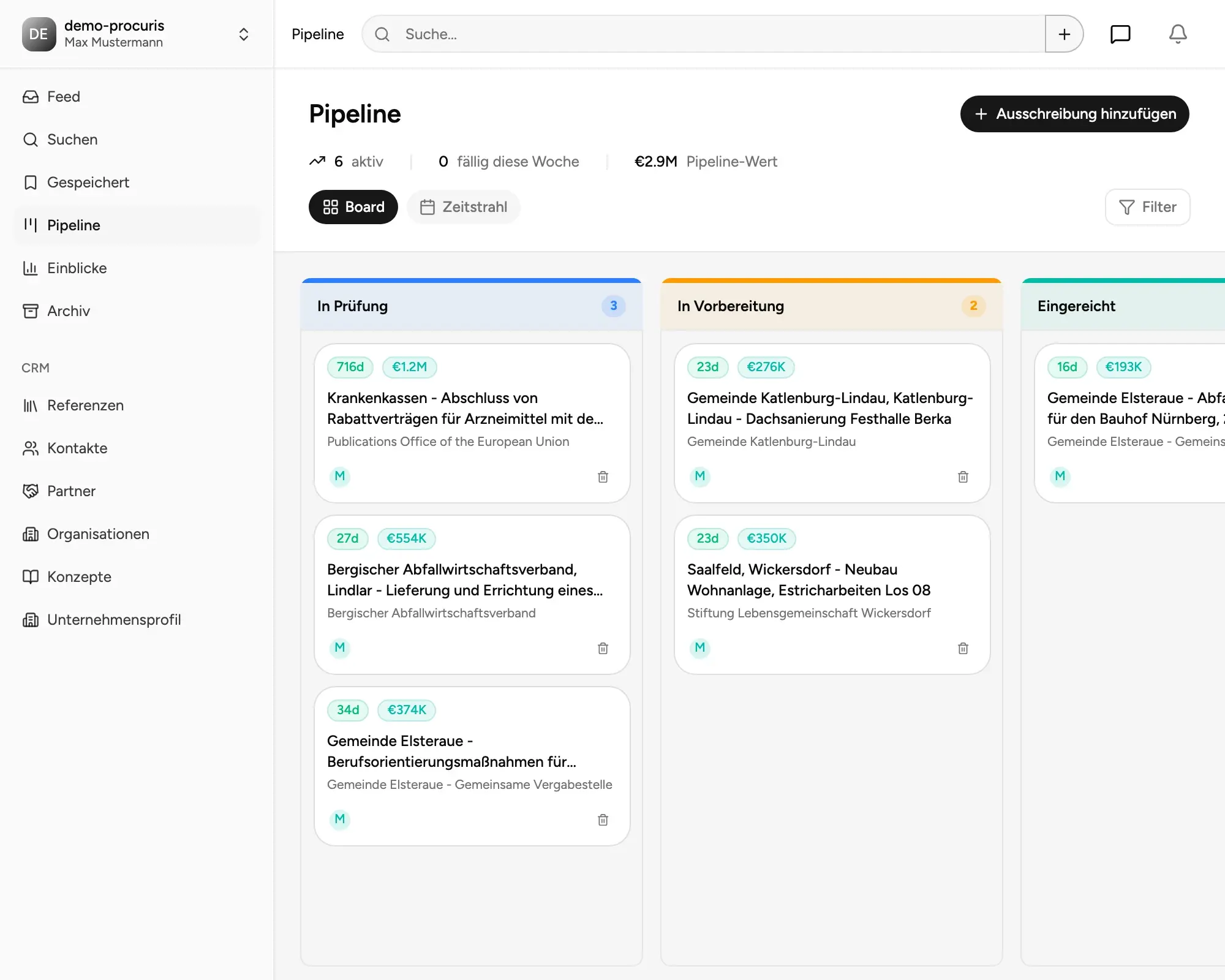 Pipeline, Kalender & Zusammenarbeit