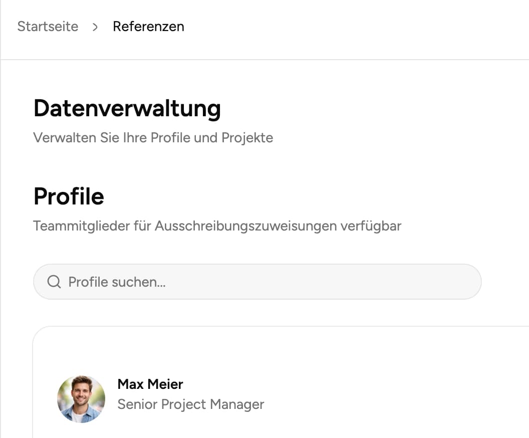 Referenzen & Profile zentral verwalten