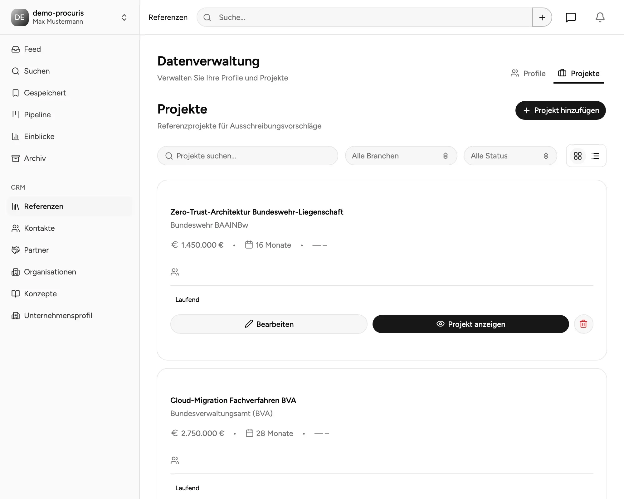 Referenzen & Profile zentral verwalten
