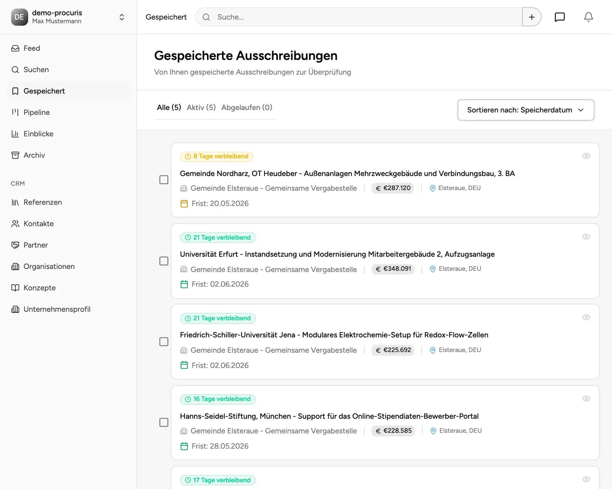 Merkliste & strukturierte Vorauswahl
